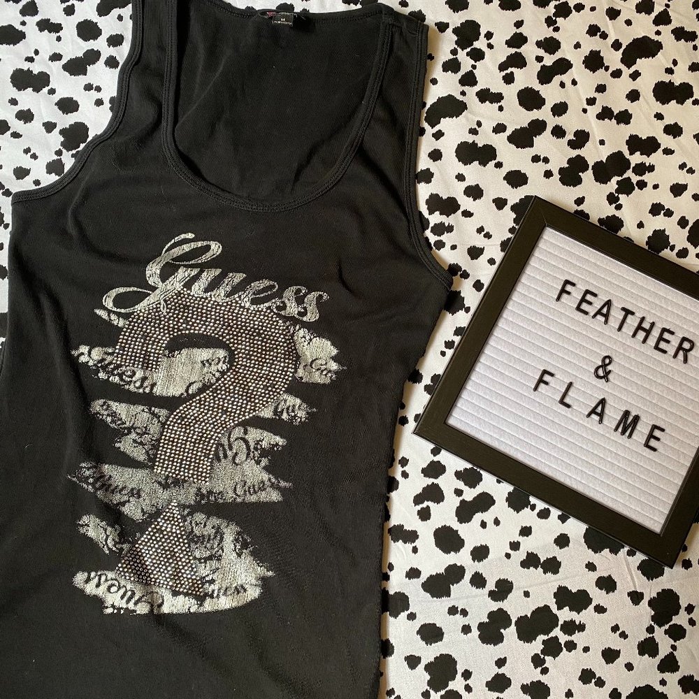 Y2K princess Guess logo bling tank top